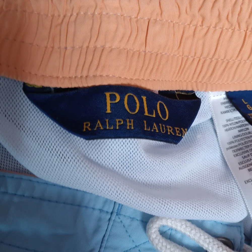 Polo Ralph Lauren Mens Swim Trunks Light Blue Cargo Pocket Board Shorts Large